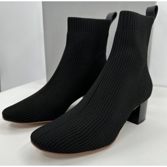 Everlane The Glove Boot in Black size 9.5 Women's Stretch Rib Knit Ankle Bootie - Picture 1 of 7